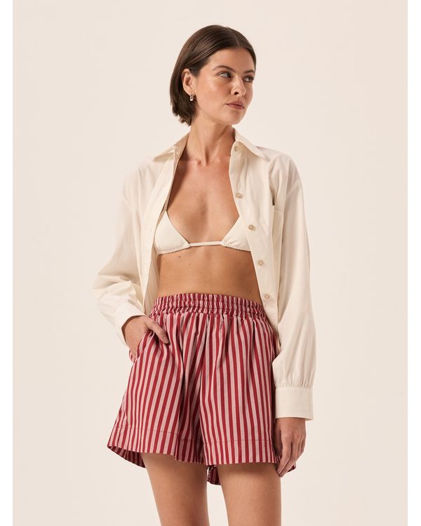 SHORT-TRICOLINE-LISTRAS-BISOUS-VERMELHO
